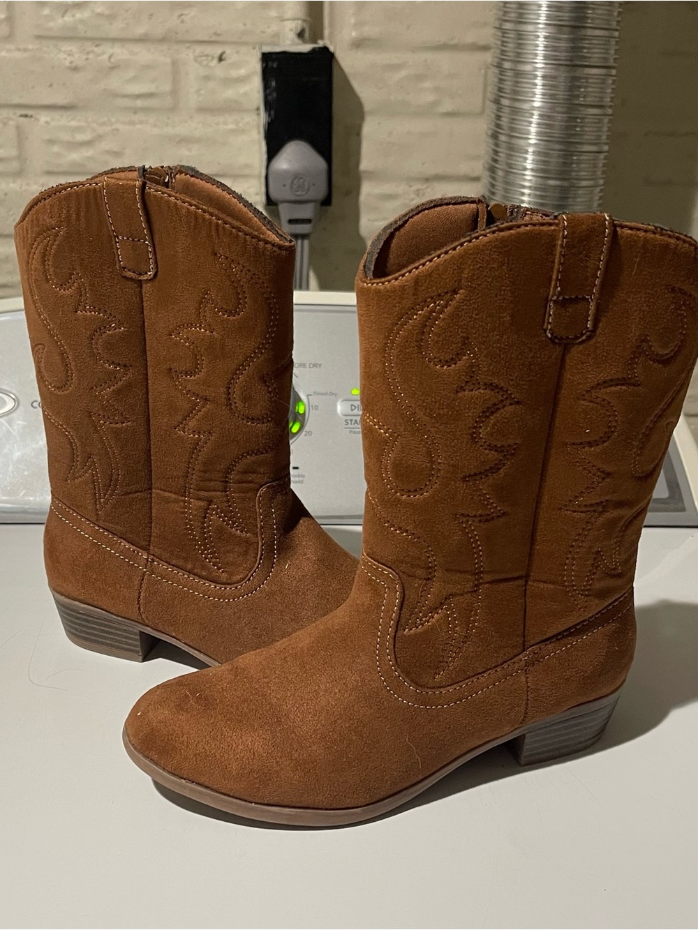 Sonoma Girls Brown Suede Western Pull-On Boots